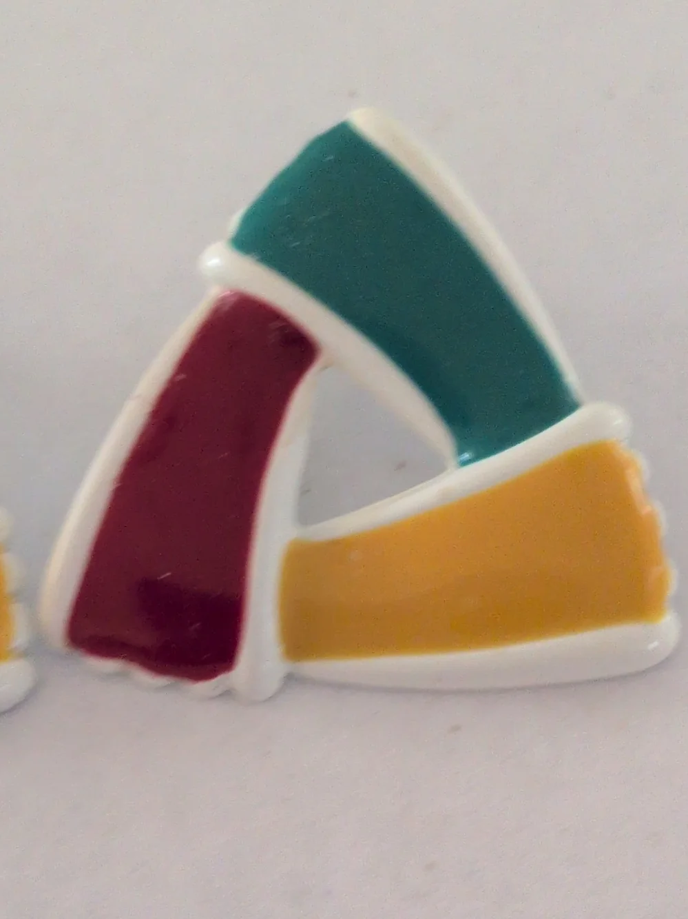 Kids Colorblock Triangle Stud Earrings - Teal, Maroon & Yellow